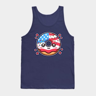 American Flag Donut Kawaii Patriotic Baker Freedom Lover Tank Top